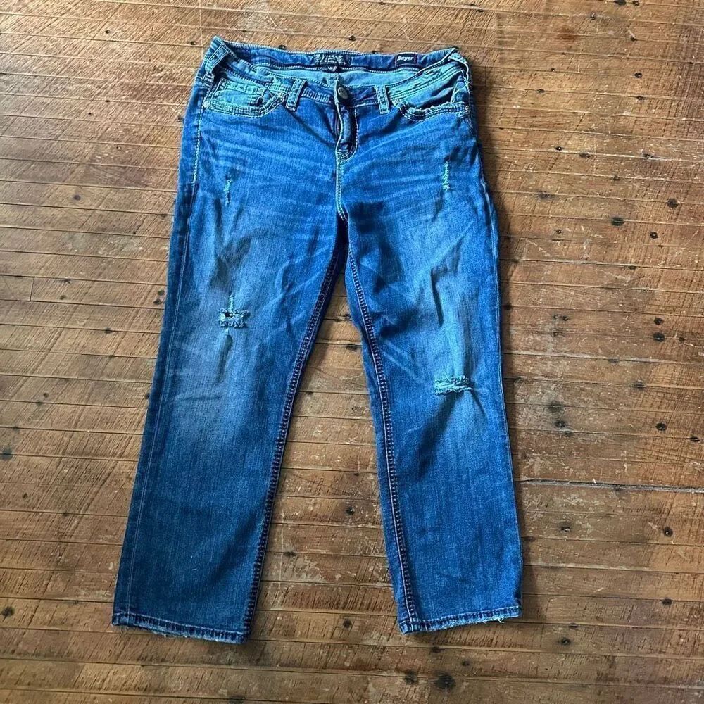 Silver Aiko cowboycore relaxed sz 14 western mid capri jeans